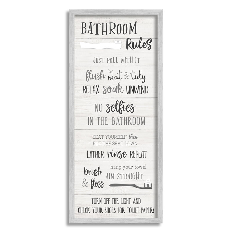 Stupell Industries Bathroom Rules Sign Toilet Paper Fun Phrases by